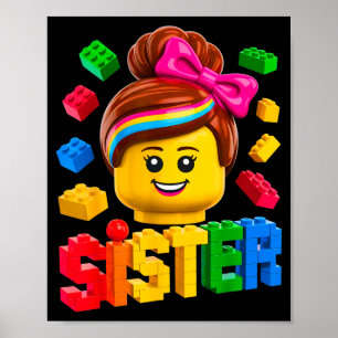 Family sister master builder building bricks poster