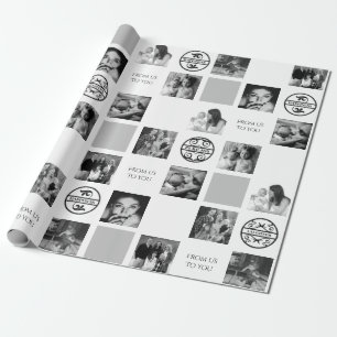 Family Six Photo Custom Black & White Wrapping Paper