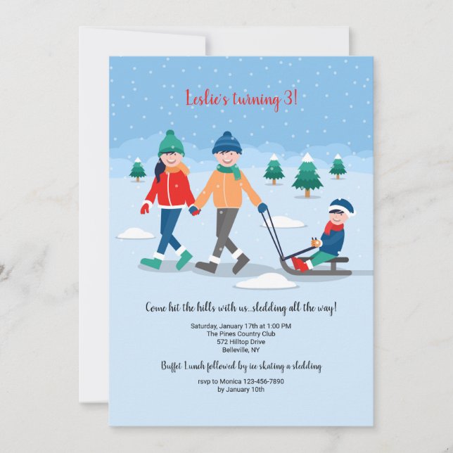 Family Sledding Invitation (Front)