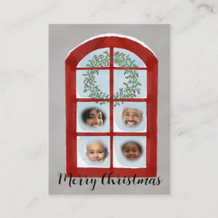 Family Snowy Christmas Window Photocard Enclosure Card