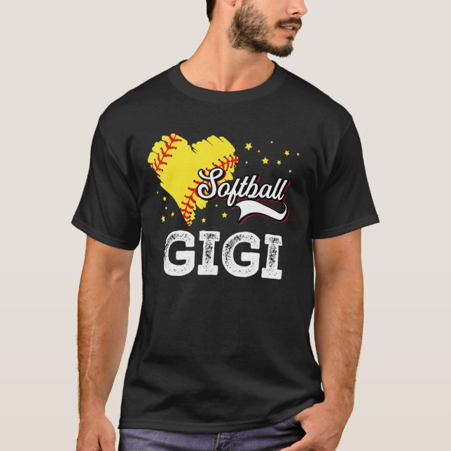 Family Softball Palyer Gigi Softball Mother Grandm T-Shirt (Front)