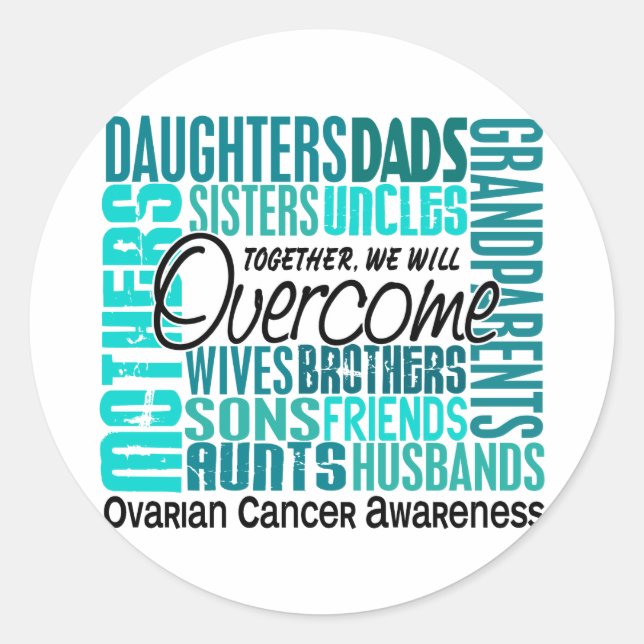Family Square Ovarian Cancer Classic Round Sticker (Front)