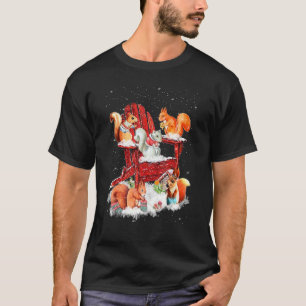 Family Squirrel Merry Christmas  Chair Xmas T-Shirt