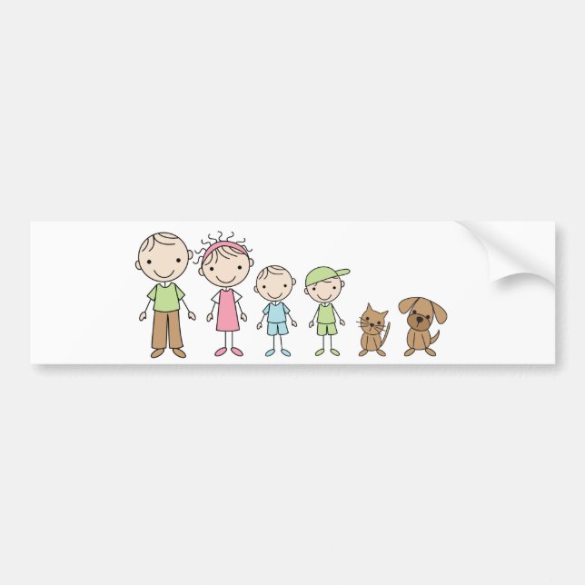Family Stick Figures Bumper Stickers (Front)