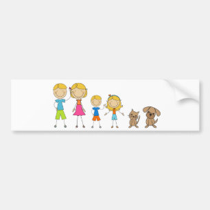 Family Stick Figures Bumper Stickers