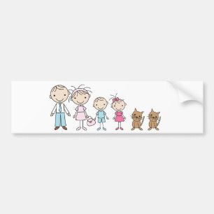 Family Stick Figures Bumper Stickers