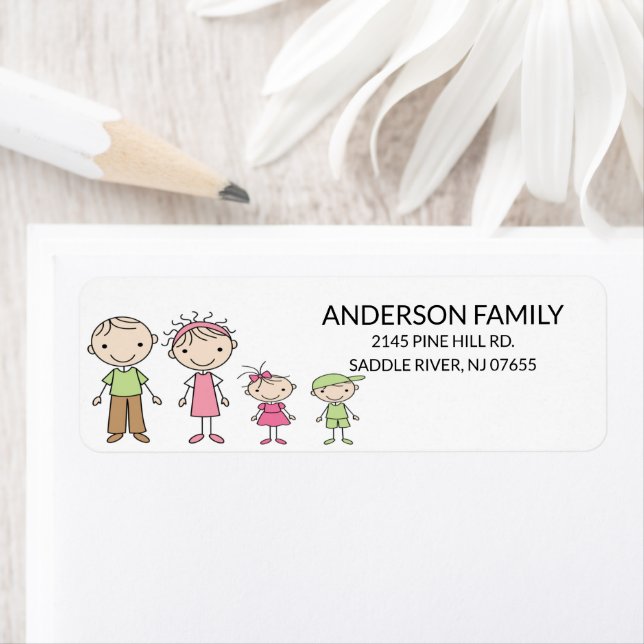 Family Stick People Return Address Labels (Insitu)