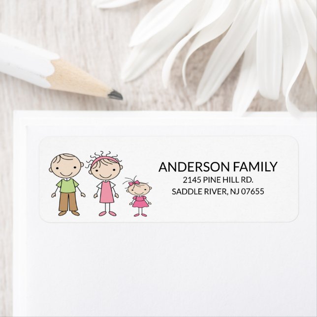 Family Stick People Return Address Labels (Insitu)