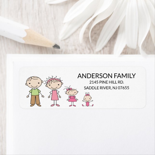 Family Stick People Return Address Labels (Insitu)