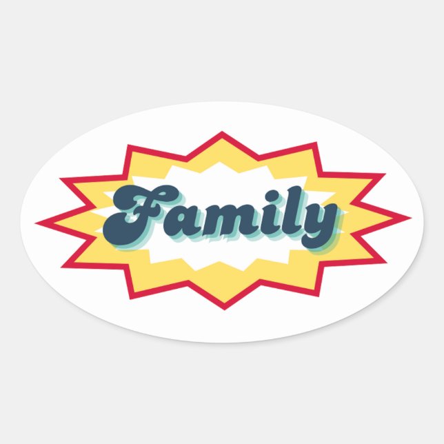 Family Sticker, comic book pop design Oval Sticker (Front)