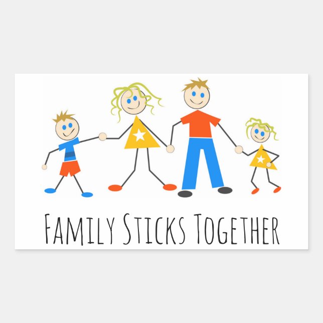Family Sticks Together Rectangular Sticker (Front)