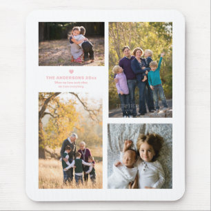 Family Strength Quote and 4 Family Photo Collage Mouse Mat
