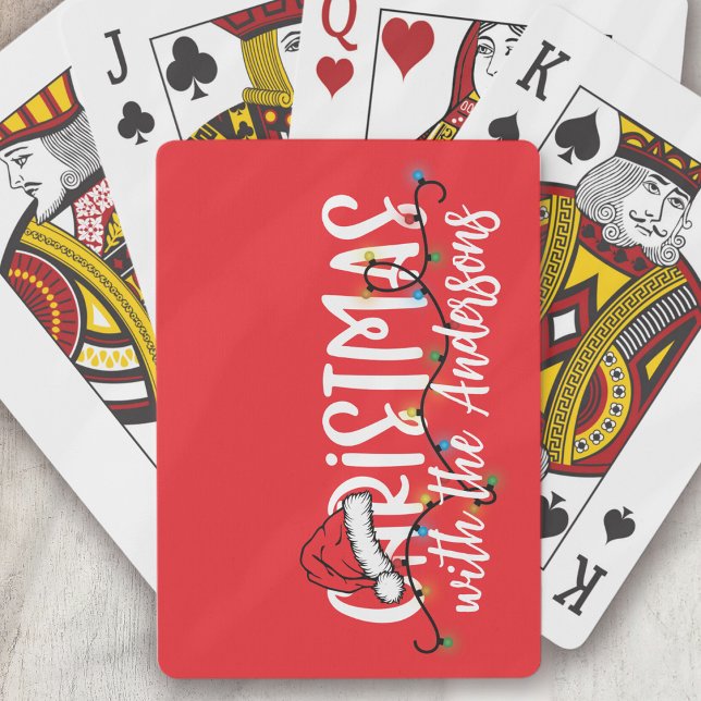 Family String Lights Santa Hat Christmas Playing Cards (Creator Uploaded)