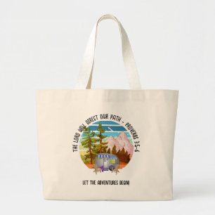 Family Summer Camping Christian Van Life Large Tote Bag