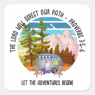 Family Summer Camping Christian Van Life Square Sticker