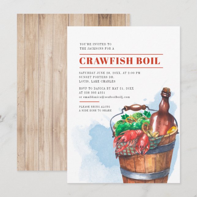 Family Summer Crawfish Seafood Boil Party Invitation (Front/Back)
