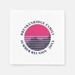Family Summer Party Retro Sunset Mountains Paper Napkin