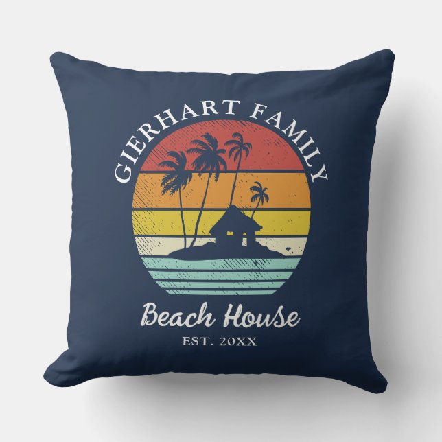 Family Summer Vacation Beach House Seaside Cushion (Front)