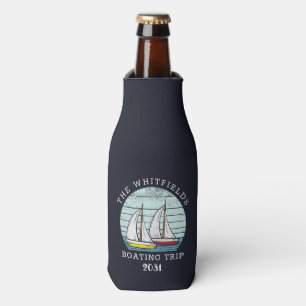 Family Summer Vacation Boating Sailing Race Custom Bottle Cooler
