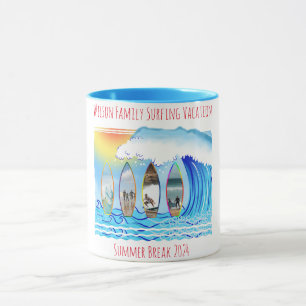Family Summer Vacation Photos on Surfboards Mug