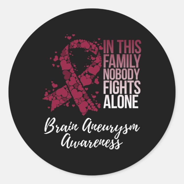 Family Support Brain Aneurysm Awareness  Classic Round Sticker (Front)