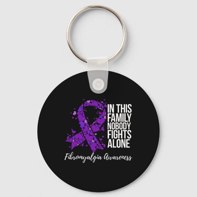 Family Support Fibromyalgia Awareness  Key Ring (Front)