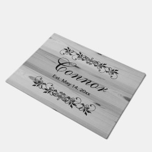 Family Surname Grey Wood Doormat