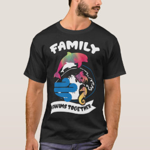 Family Swims Together Tie Dye Dolphins Fish Seahor T-Shirt