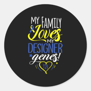 Family T21 World Down Syndrome Awareness Day Kids  Classic Round Sticker