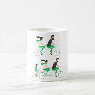 Family Tandem Bicycle Cycling Coffee Mug