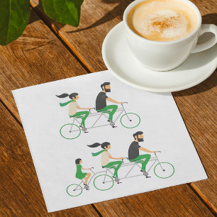 Family Tandem Bicycle Cycling Napkin