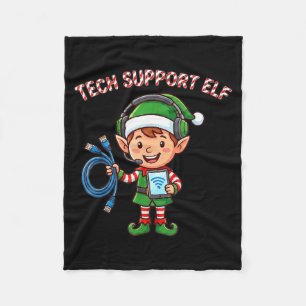 Family Tech Suprt Elf Group Matching Christmas Hol Fleece Blanket