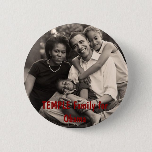 family, TEMPLE Family for Obama 6 Cm Round Badge (Front)