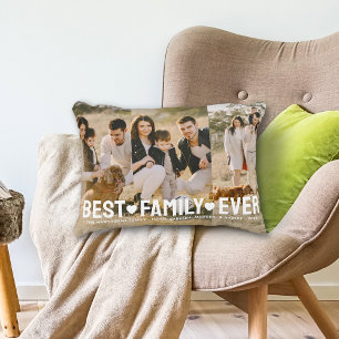 Family Text Overlay Best Family Ever Photo Collage Decorative Cushion