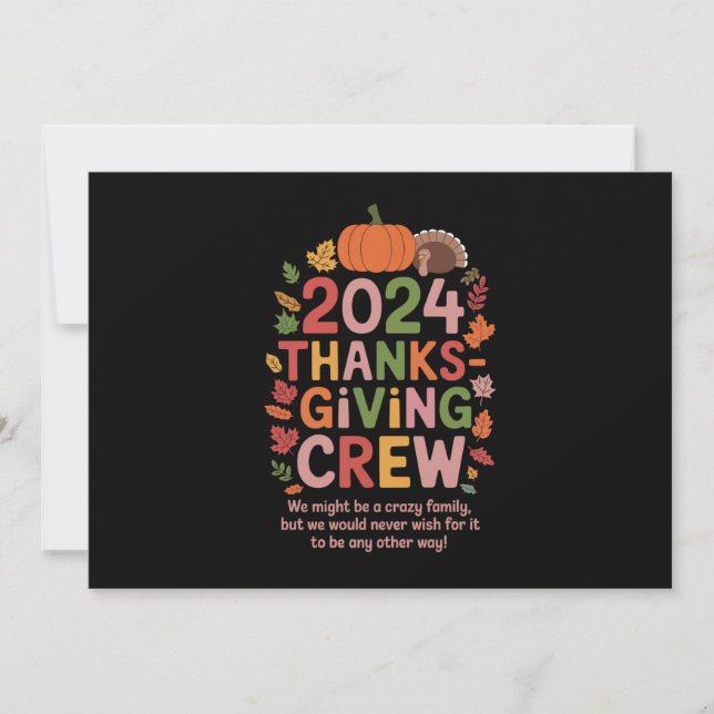 Family Thanksgiving 2024 Crew Turkey Matching Invitation (Front)