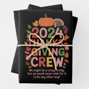 Family Thanksgiving 2024 Crew Turkey Matching Wrapping Paper Sheet