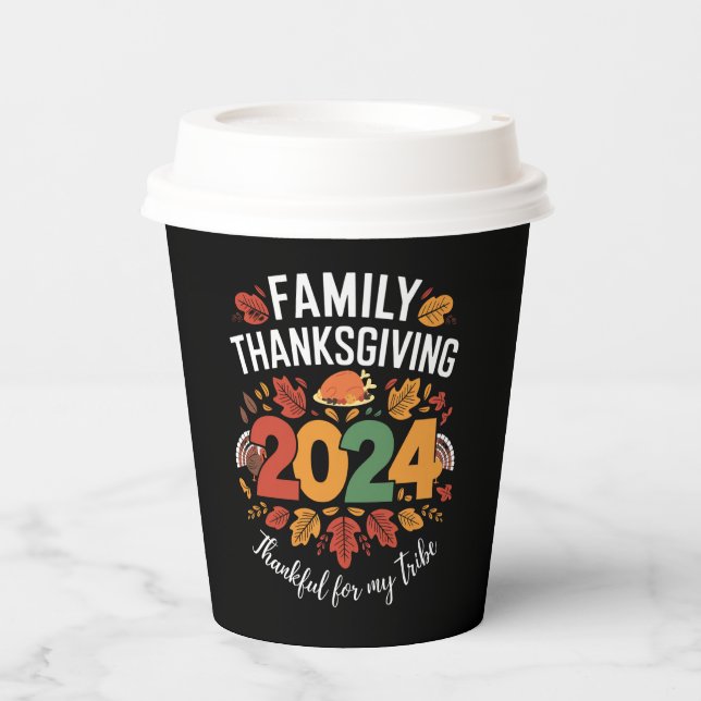 Family Thanksgiving 2024 Thankful For My Tribe  Paper Cups (Front)