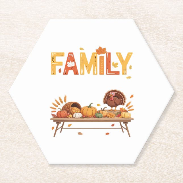 Family Thanksgiving 2025 Thankful For My Tribe Ess Paper Coaster (Front)
