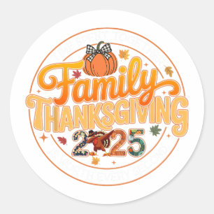 Family Thanksgiving 2025 Thankful Grateful Pumpkin Classic Round Sticker
