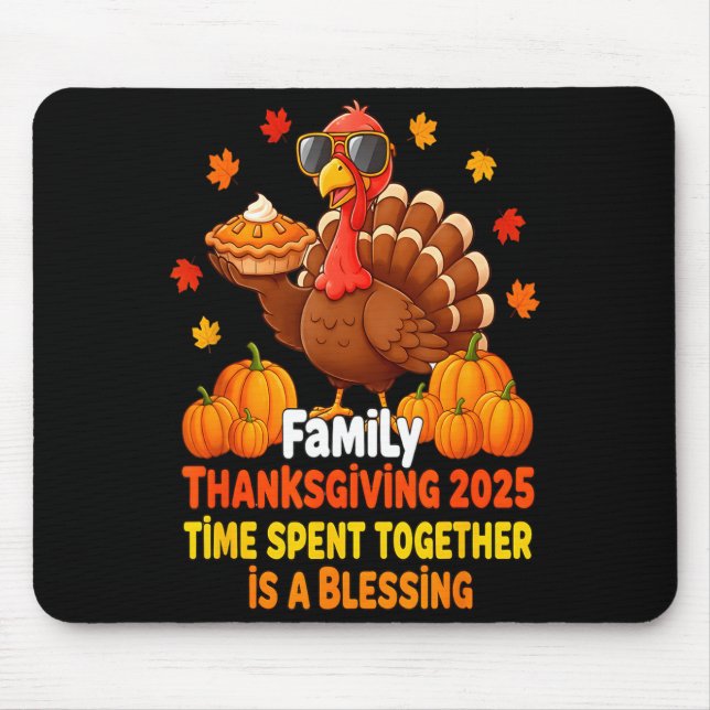 Family Thanksgiving Crew 2025 Funny Turkey Matchin Mouse Mat (Front)