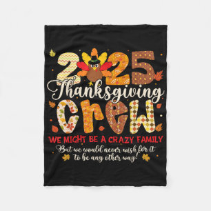Family Thanksgiving Crew 2025 Turkey Matching Men Fleece Blanket