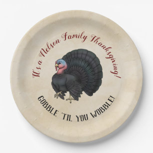 Family Thanksgiving "Gobble "til you wobble!"   Paper Plate