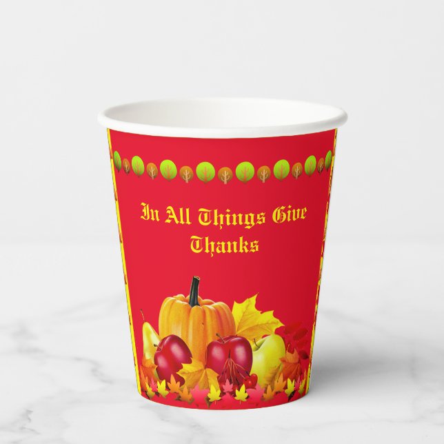 Family Thanksgiving Paper Cups (Back)