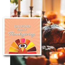 Family Thanksgiving Personalised Paper Napkin