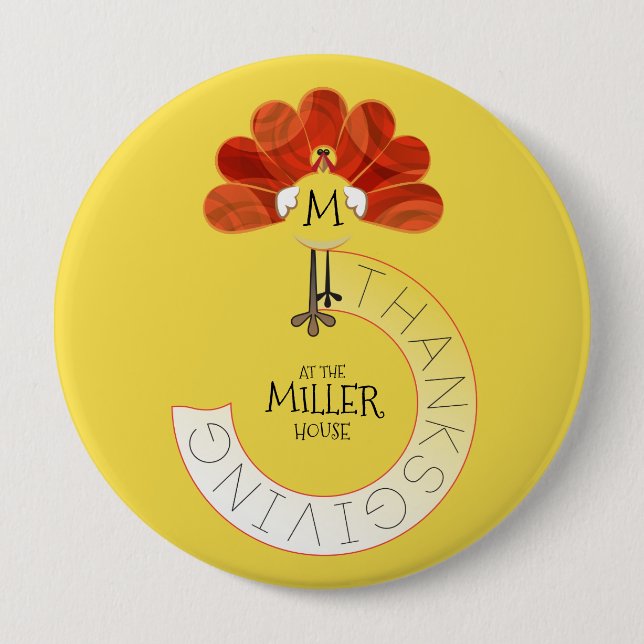 Family Thanksgiving Turkey 10 Cm Round Badge (Front)