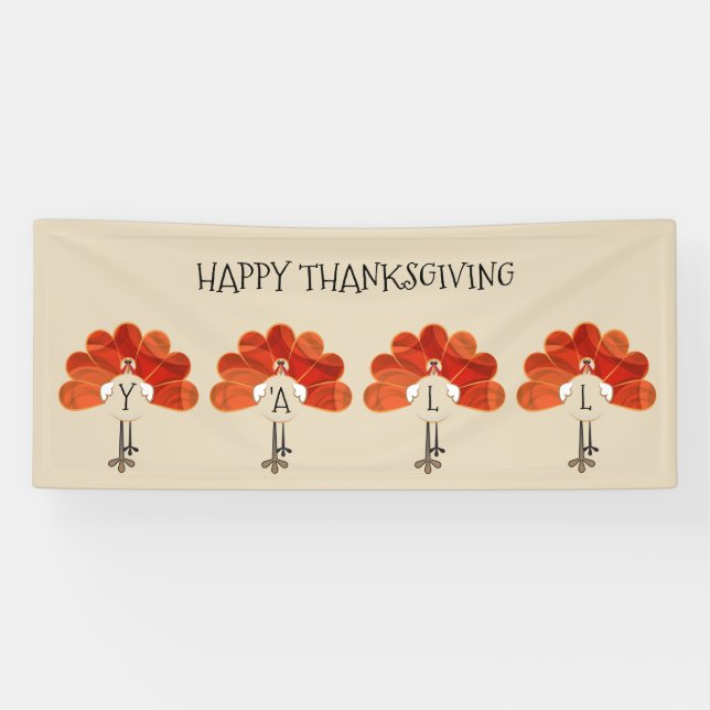 Family Thanksgiving Turkeys Banner (Horizontal)