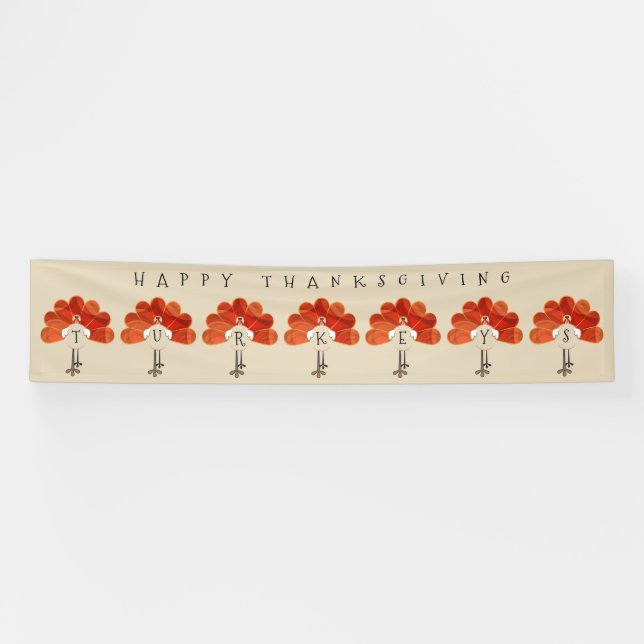 Family Thanksgiving Turkeys Banner (Horizontal)
