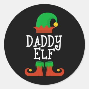 Family The Daddy Elf Christmas Matching Pj Pajama Classic Round Sticker