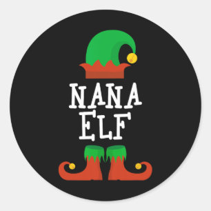 Family The Nana Elf Christmas Matching Pj Pajama X Classic Round Sticker