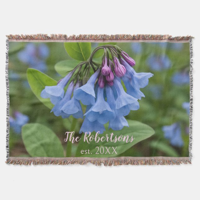 Family Theme Virginia Bluebell  Throw Blanket (Front)